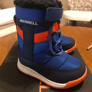 Blue and orange snow boots! Perfect for snow play.